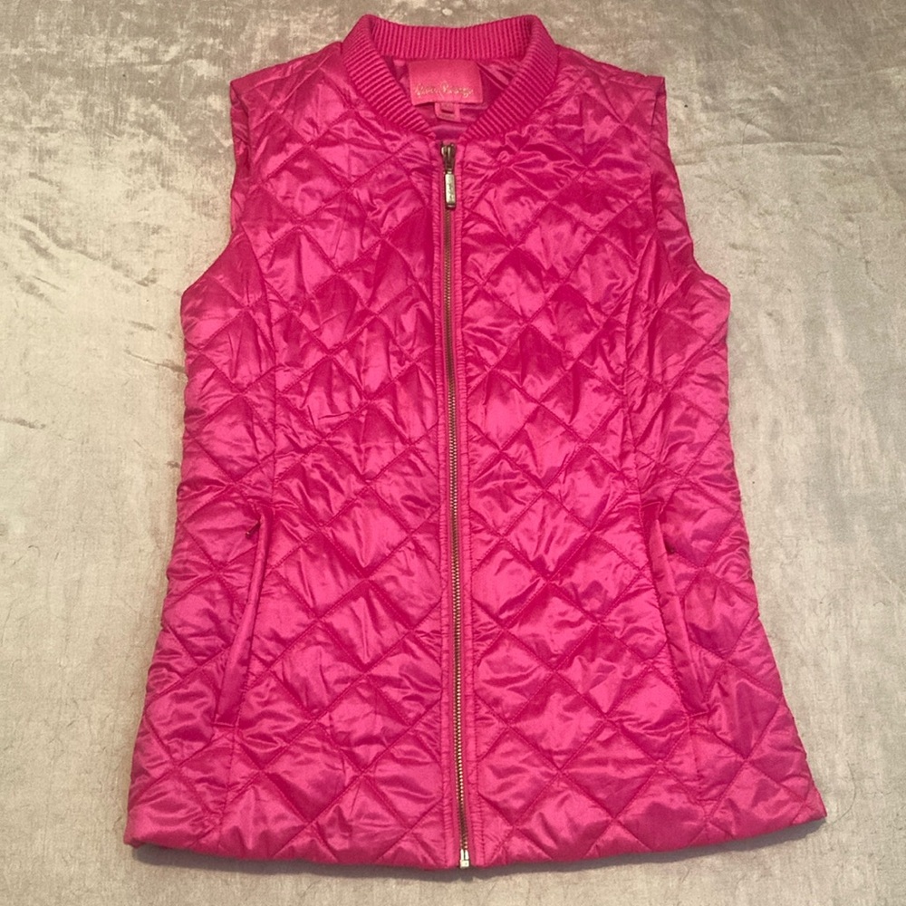 Lilly Pulitzer Payson Quilted Vest Raz Berry Size XS